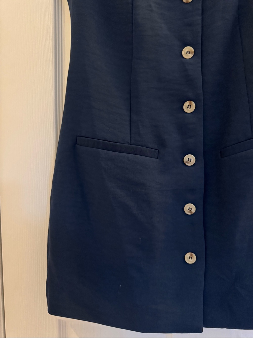 Sincerly Jules Navy Square-Neck Button-Front Mini Dress - Picture 3 of 8